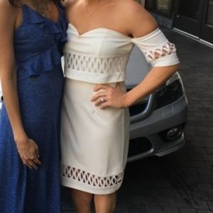 White Fancy Femme Off The Shoulder Cocktail Dress